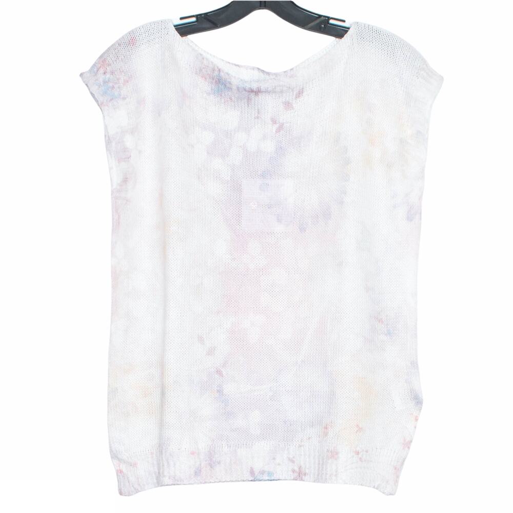 NWT Luisa Ricci Womens Top Sweater Italy Short Sleeve Floral Purple Medium GG(2)